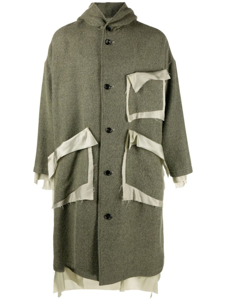 Green Deconstructed Single-breasted Wool Coat