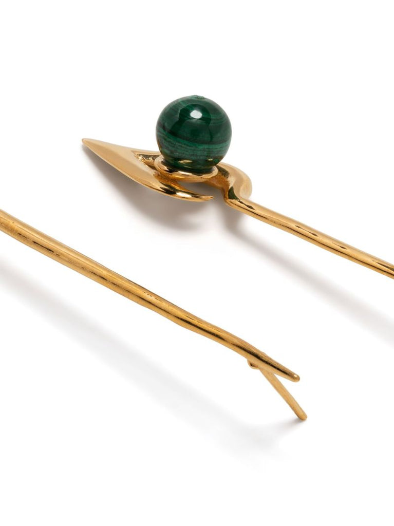 Gold Vermeil Iklwa Malachite Drop Earrings