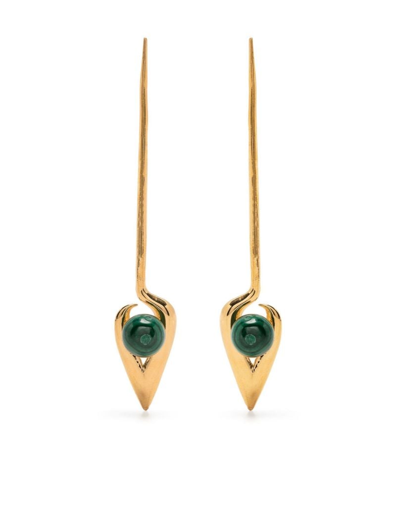 Gold Vermeil Iklwa Malachite Drop Earrings