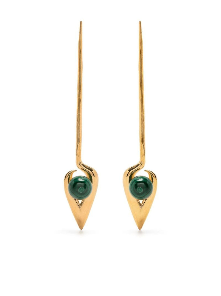 Gold Vermeil Iklwa Malachite Drop Earrings
