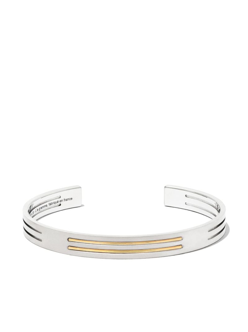 Silver-tone Le 9g Brushed Punched Ribbon Bracelet