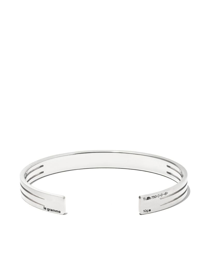 Silver-tone Le 9g Brushed Punched Ribbon Bracelet