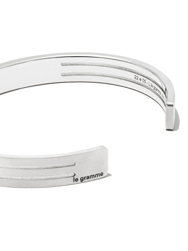 Silver-tone Le 9g Brushed Punched Ribbon Bracelet