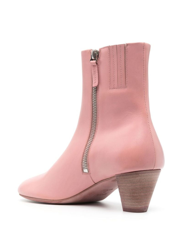 Pink Biscotto 50 Leather Ankle Boots