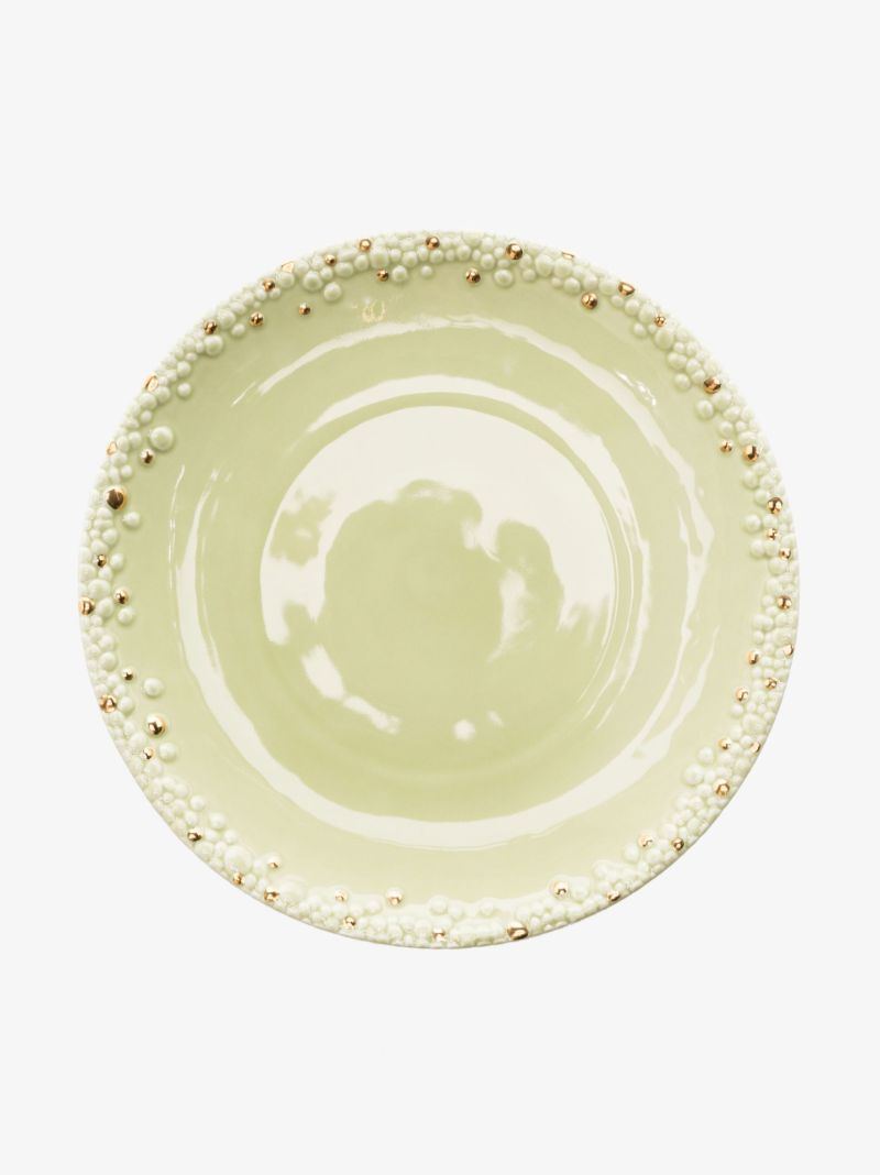 X Haas Brothers Green Mojave Porcelain Dinner Plate
