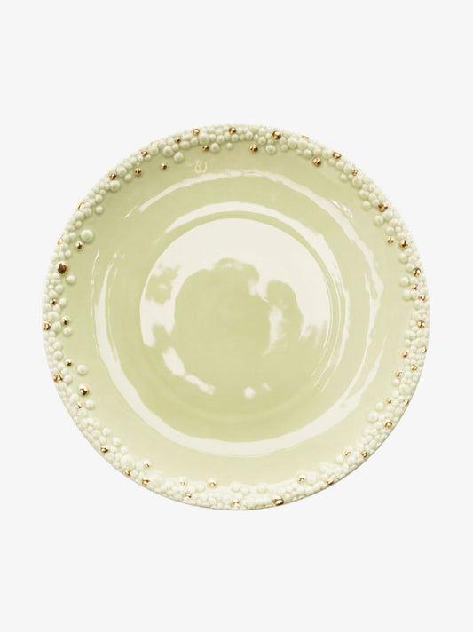 X Haas Brothers Green Mojave Porcelain Dinner Plate