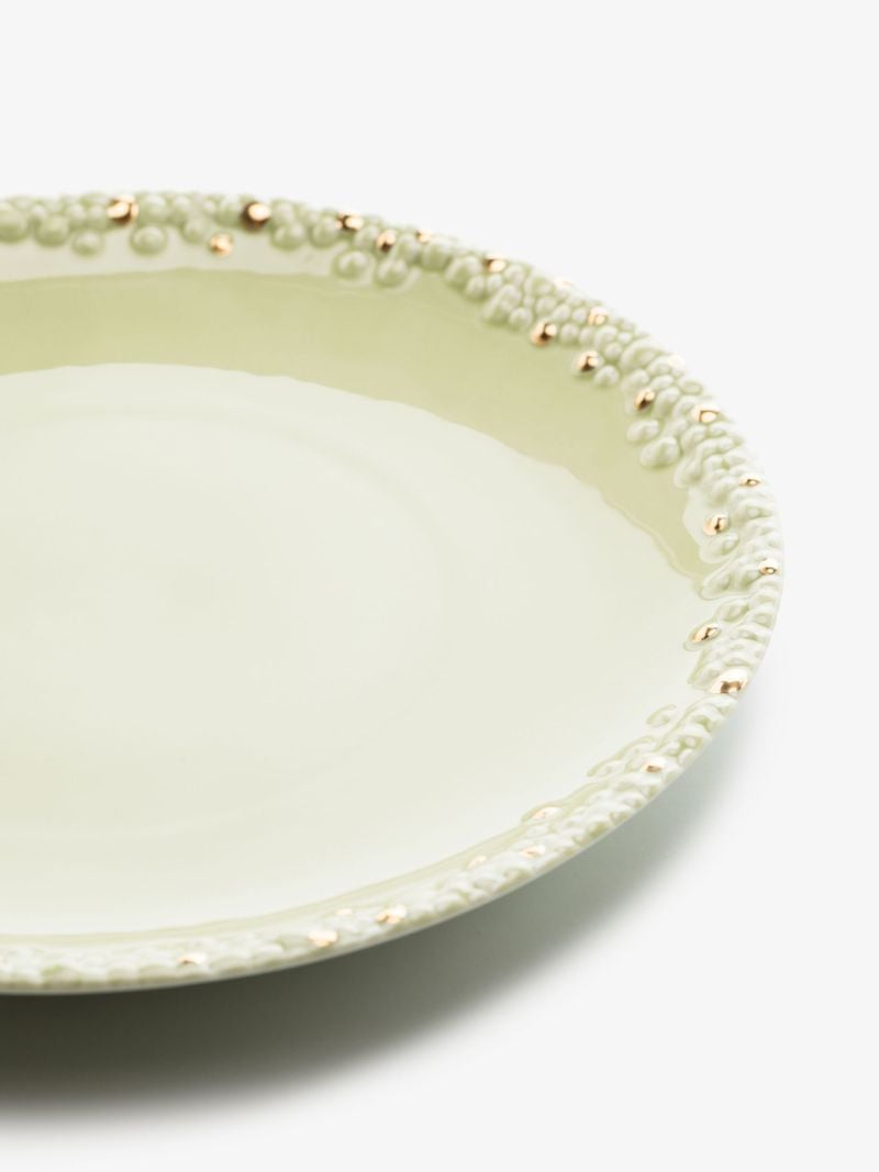 X Haas Brothers Green Mojave Porcelain Dinner Plate