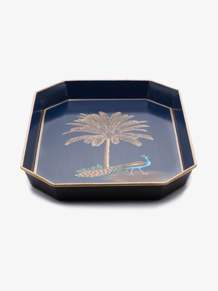 Blue Fauna Peacock Iron Tray