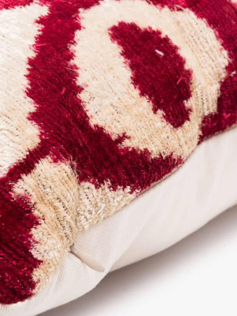 Pink Geometric Patterned Silk Velvet Cushion
