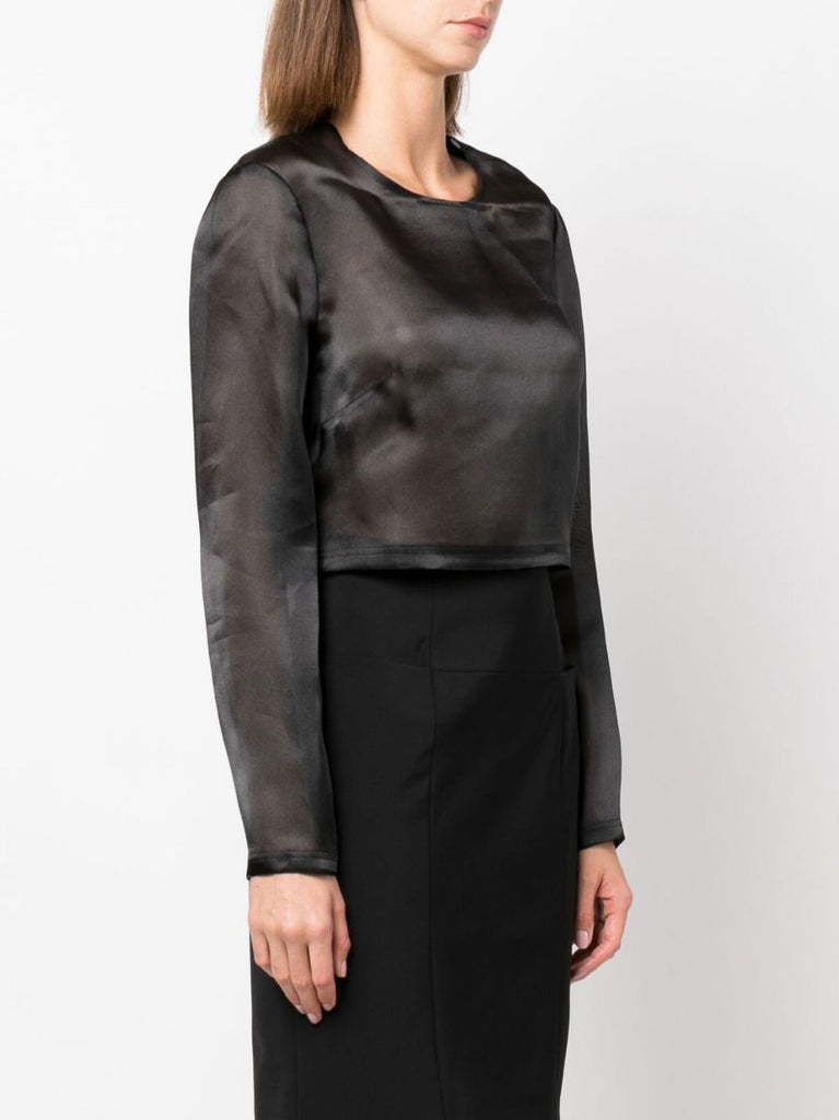 Black Translucent Organza Top
