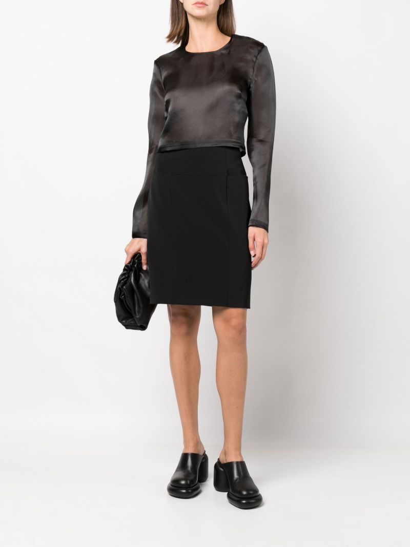 Black Exposed Zip Pencil Skirt