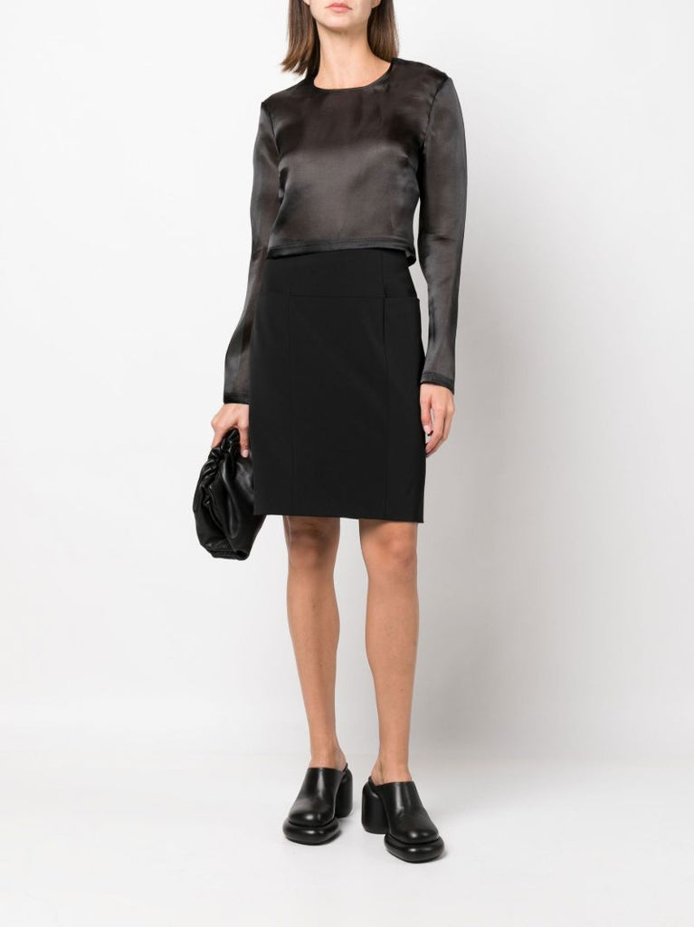 Black Exposed Zip Pencil Skirt