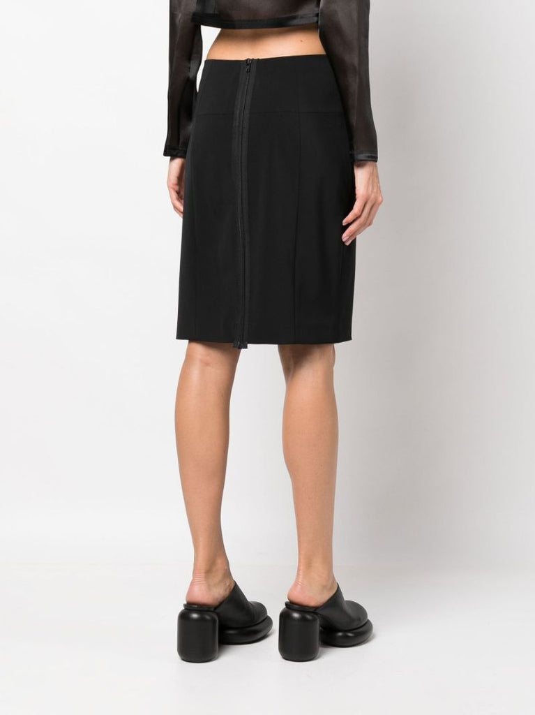 Black Exposed Zip Pencil Skirt