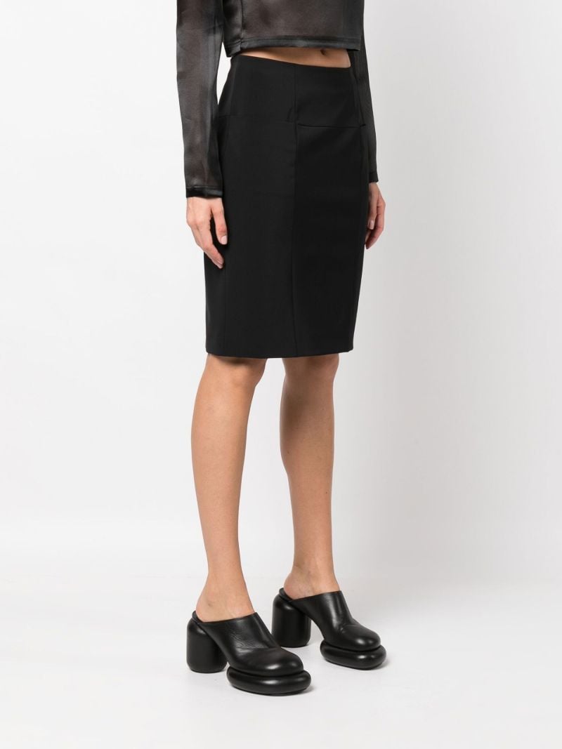 Black Exposed Zip Pencil Skirt
