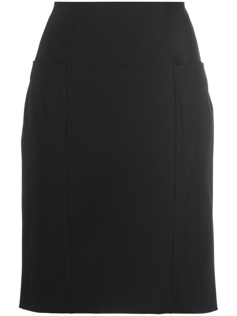 Black Exposed Zip Pencil Skirt