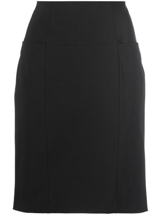 Black Exposed Zip Pencil Skirt