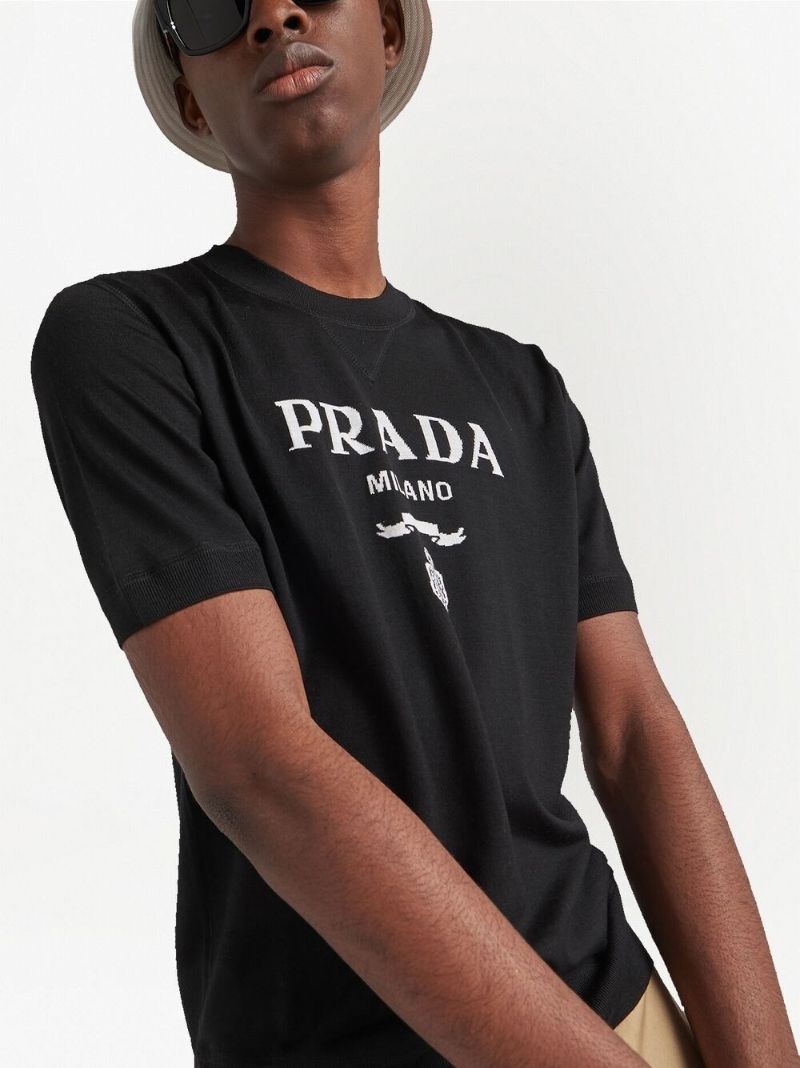 Black Logo Print Knitted Top