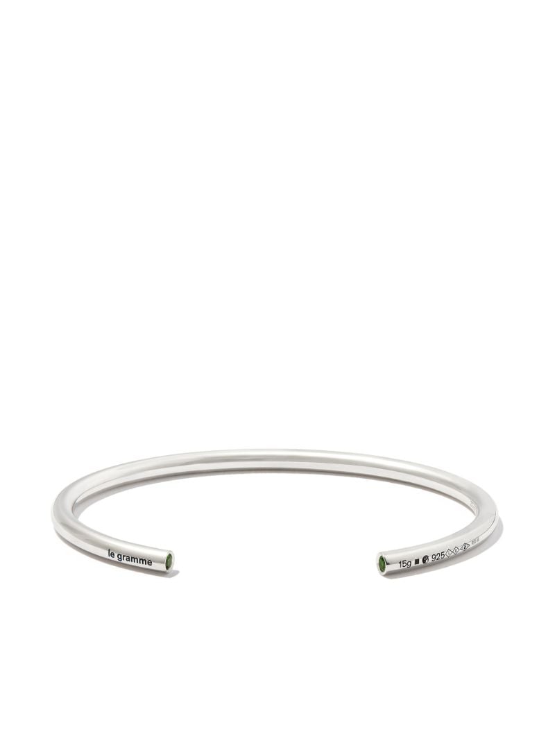 Sterling Silver Le 15g Polished Tsavorite Bangle Bracelet