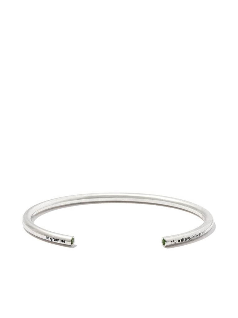 Sterling Silver Le 15g Polished Tsavorite Bangle Bracelet
