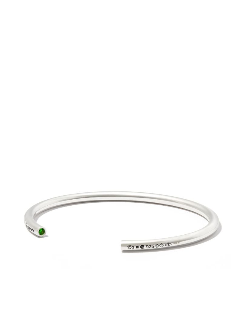 Sterling Silver Le 15g Polished Tsavorite Bangle Bracelet