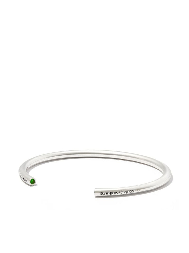 Sterling Silver Le 15g Polished Tsavorite Bangle Bracelet