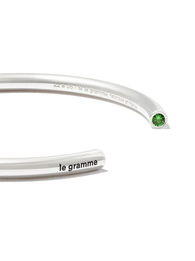 Sterling Silver Le 15g Polished Tsavorite Bangle Bracelet