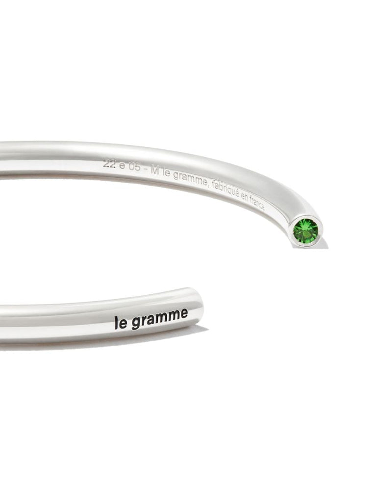 Sterling Silver Le 15g Polished Tsavorite Bangle Bracelet