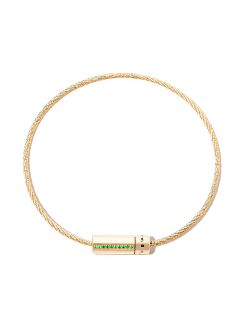 18k Yellow Gold Le 10g Polished Tsavorite Cable Bracelet
