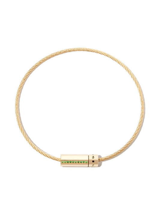 18k Yellow Gold Le 10g Polished Tsavorite Cable Bracelet