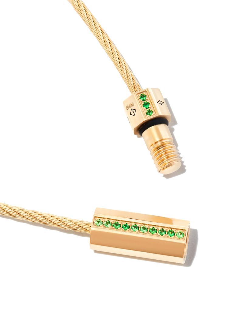 18k Yellow Gold Le 10g Polished Tsavorite Cable Bracelet