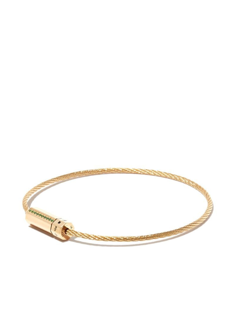 18k Yellow Gold Le 10g Polished Tsavorite Cable Bracelet