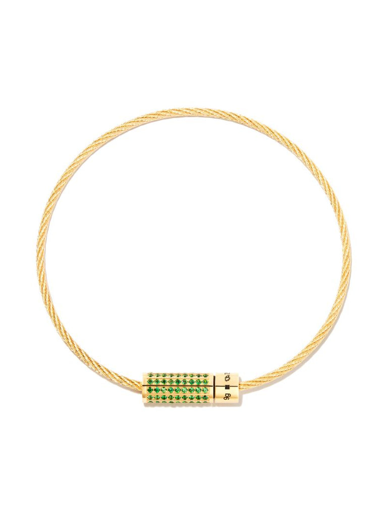 18k Yellow Gold Le 9g Polished Tsavorite Cable Bracelet