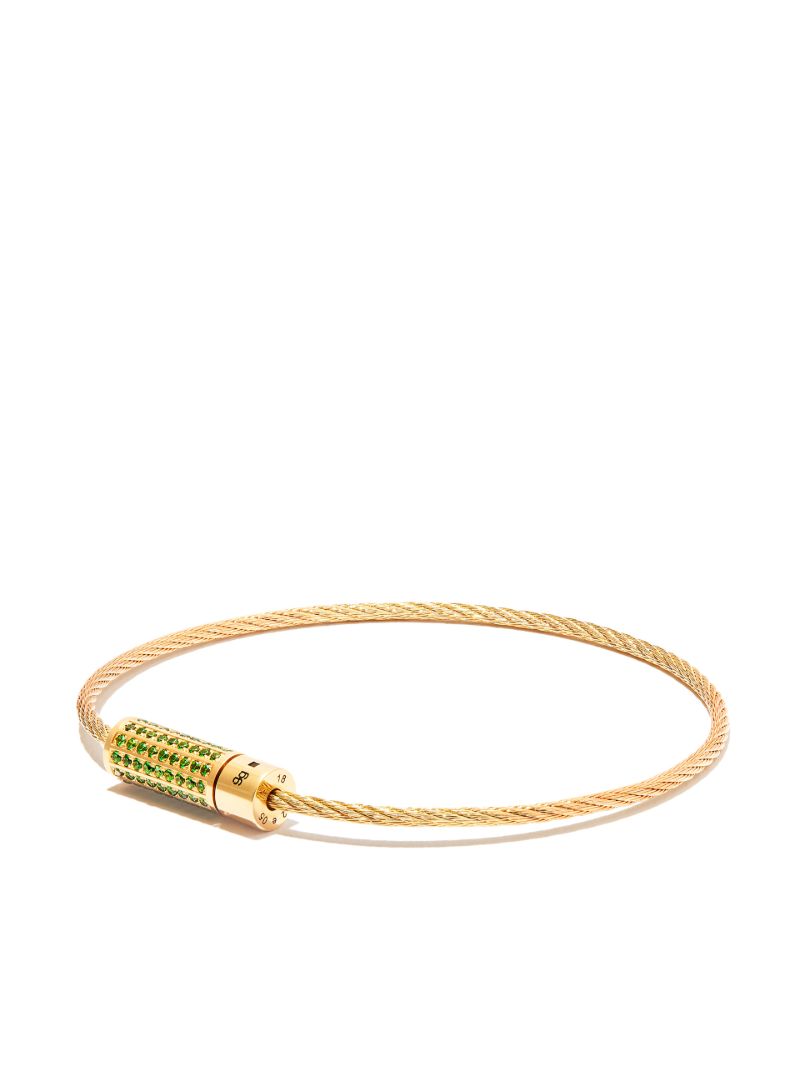 18k Yellow Gold Le 9g Polished Tsavorite Cable Bracelet