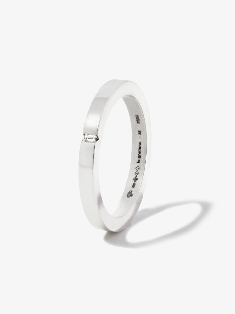 18k White Gold La 5g Polished Diamond Ring