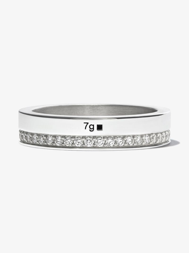 Sterling Silver La 7g Polished Diamond Ring