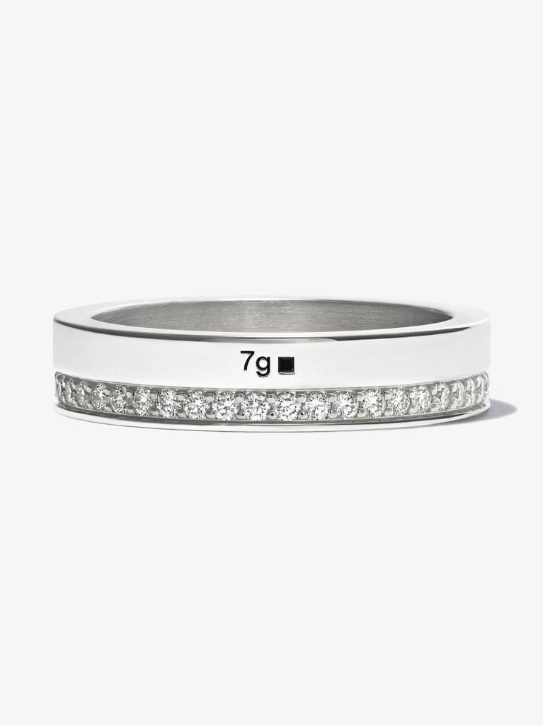 Sterling Silver La 7g Polished Diamond Ring