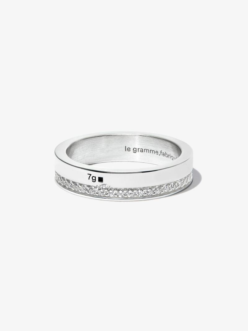 Sterling Silver La 7g Polished Diamond Ring