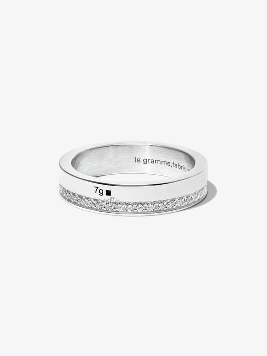Sterling Silver La 7g Polished Diamond Ring