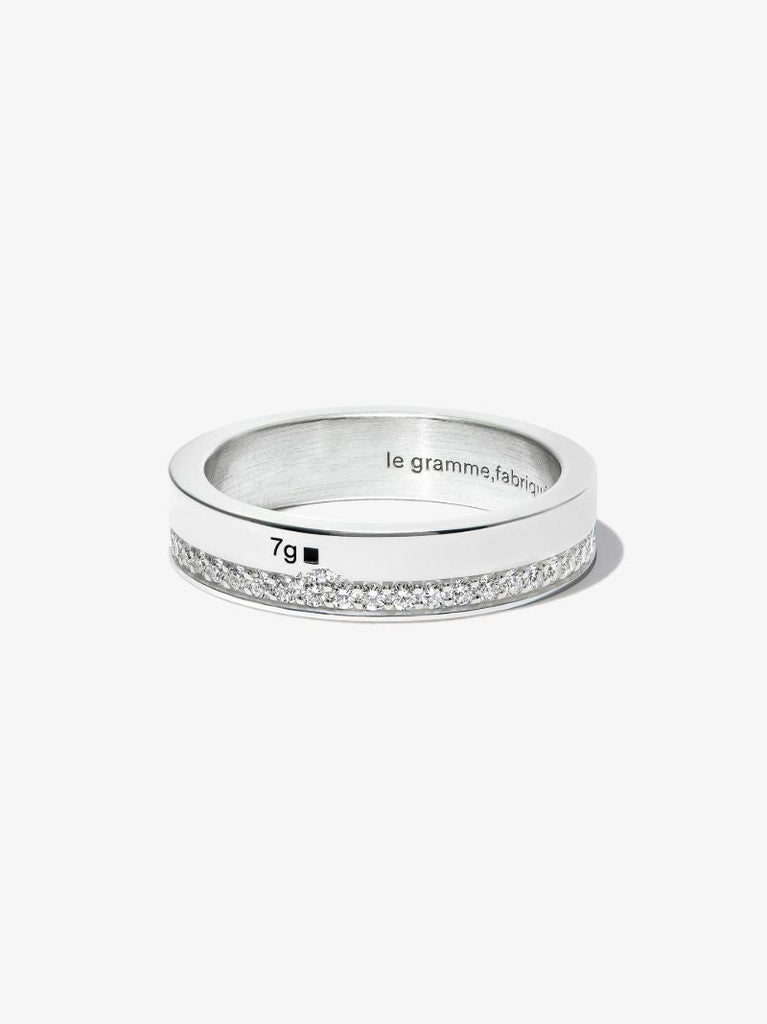 Sterling Silver La 7g Polished Diamond Ring