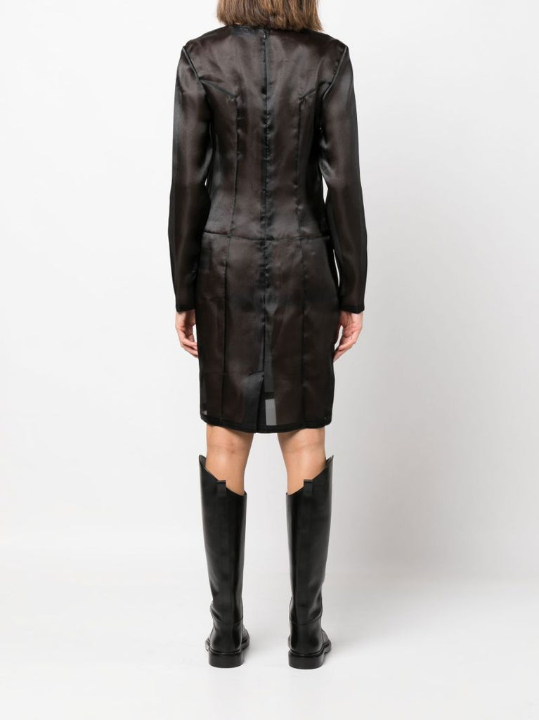Black Translucent Organza Mini Dress