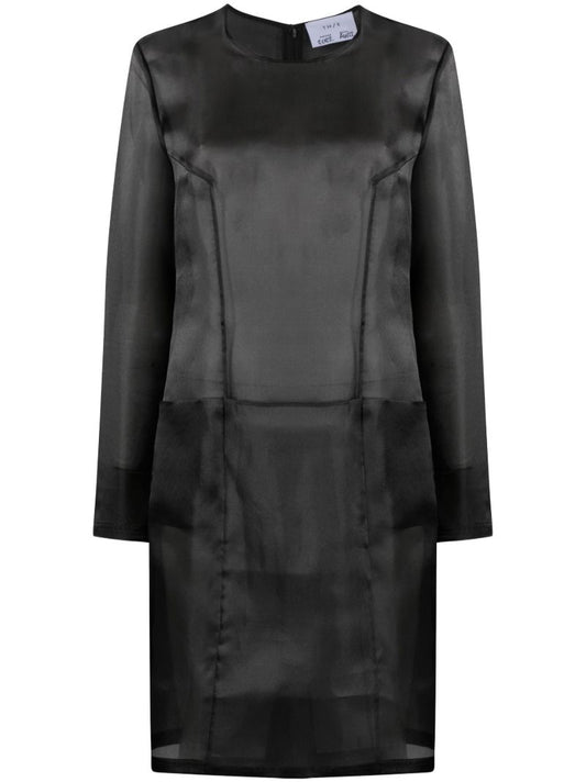 Black Translucent Organza Mini Dress