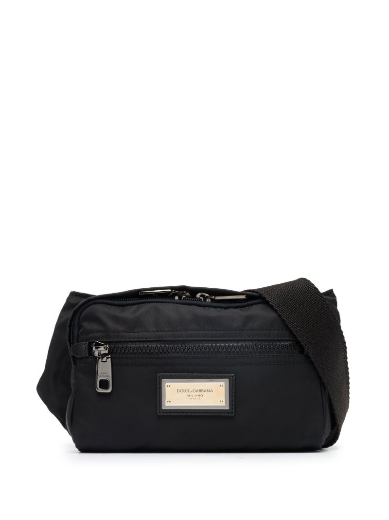 Black Logo Plaque Belt Bag