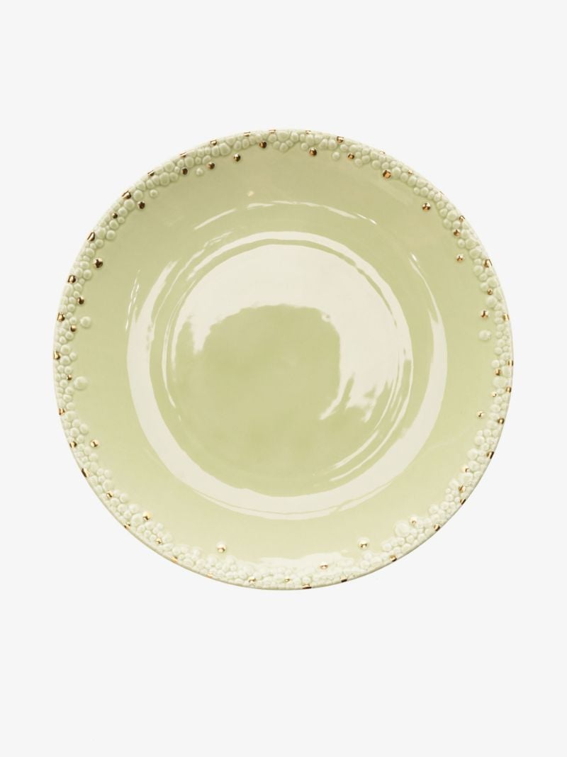 X Haas Brothers Green Mojave Porcelain Charger Plate