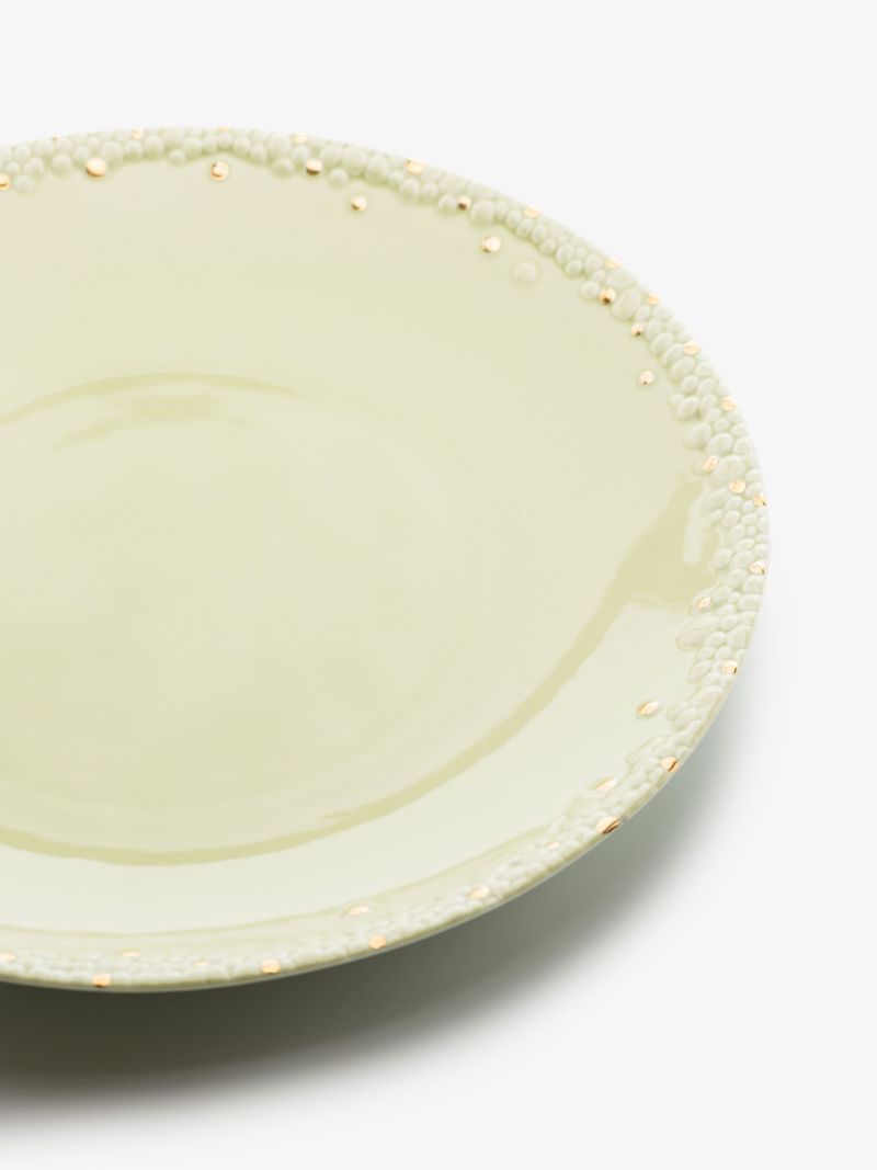 X Haas Brothers Green Mojave Porcelain Charger Plate