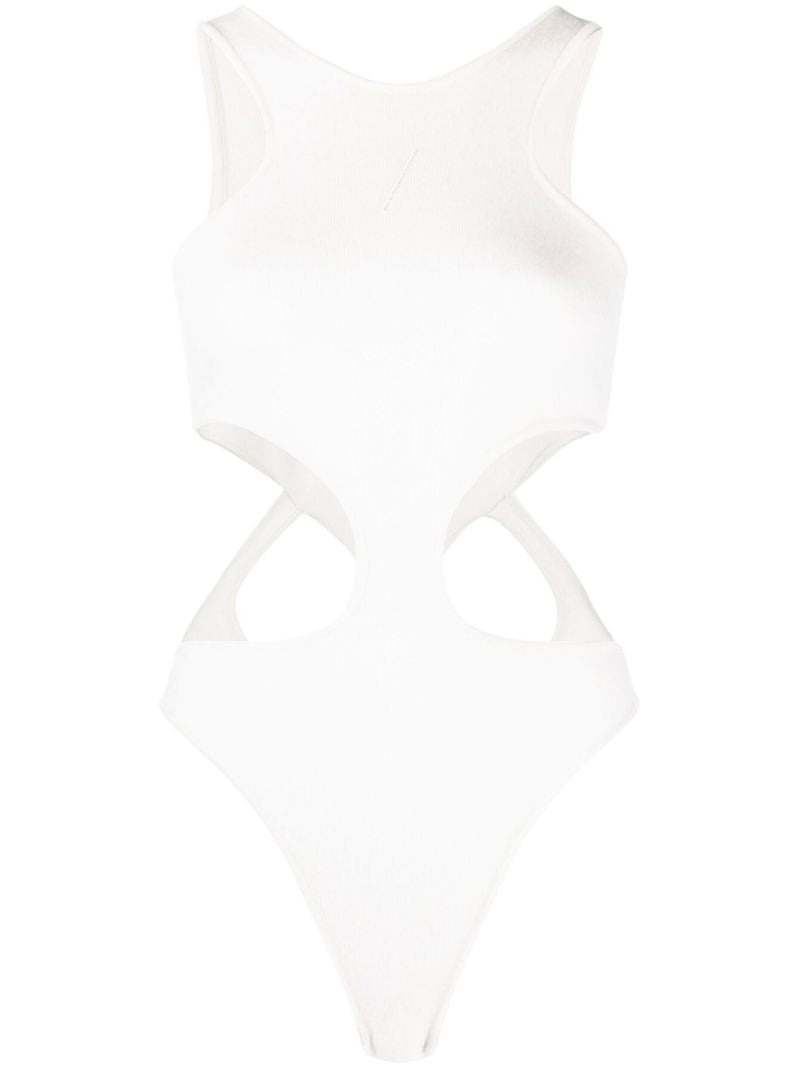 White  Cut-out Merino Wool Bodysuit