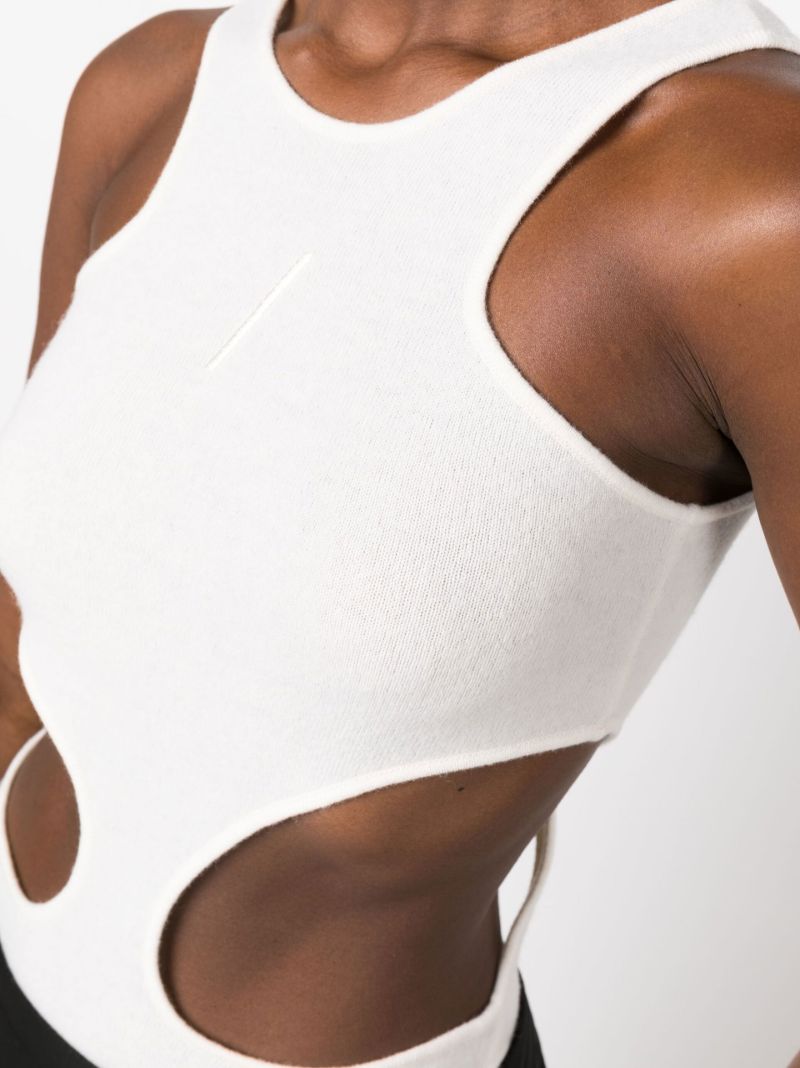 White  Cut-out Merino Wool Bodysuit
