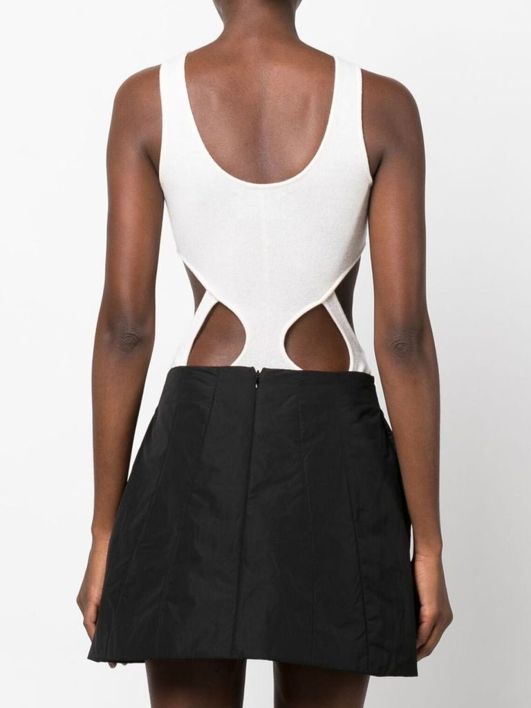 White  Cut-out Merino Wool Bodysuit