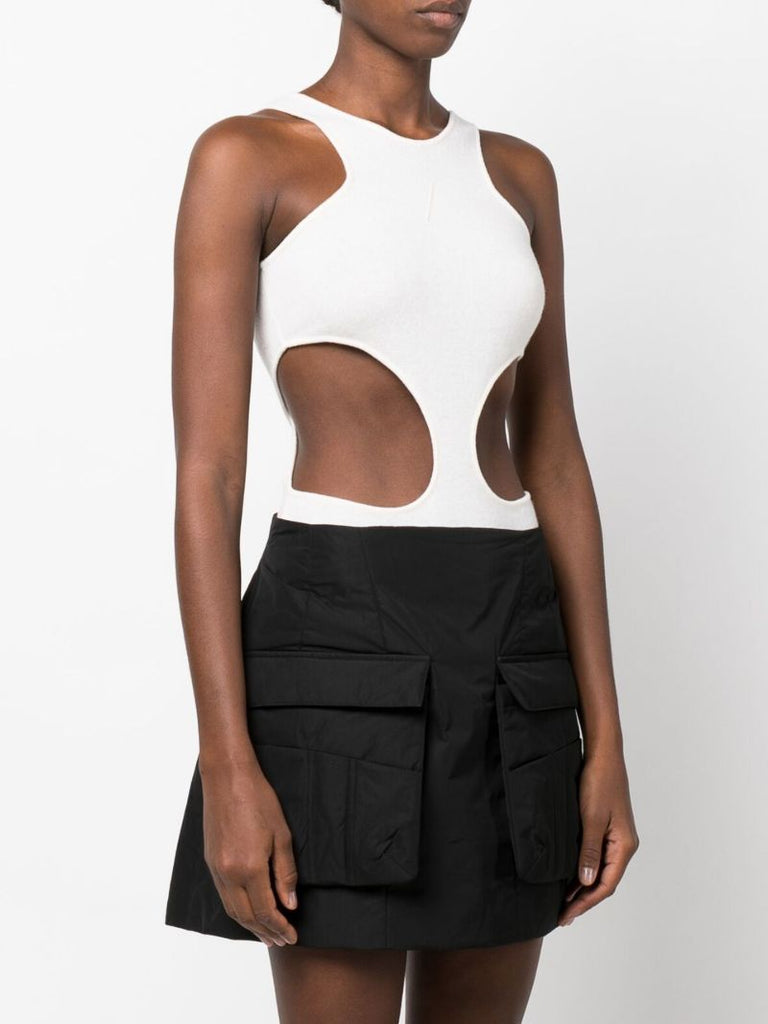 White  Cut-out Merino Wool Bodysuit