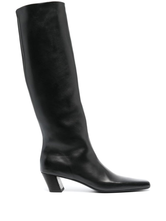 Black Pannelletto 65 Knee-high Leather Boots
