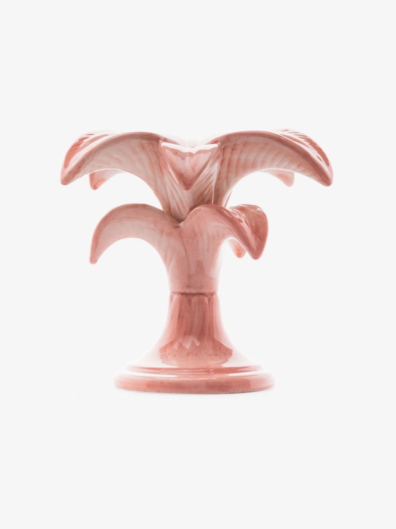 Pink Palm Small Porcelain Candleholder